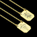 Escapulário Corrente Masculino com Placa Cruz e Jesus Cristo Crucifixo Banhado a Ouro 18k 60/70CM