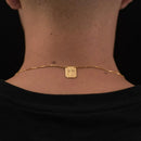 Escapulário Corrente Masculino com Placa Cruz e Jesus Cristo Crucifixo Banhado a Ouro 18k 60/70CM