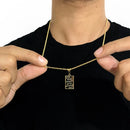 Cordão Masculino Grumet Dupla Lacraia + Pingente Placa Cruz Banhados a Ouro 18k Corrente Dourada