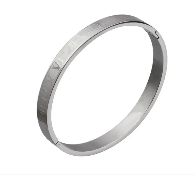 Pulseira de Luxo Numeral Romano, Ouro Cubano de aço inoxidável.
