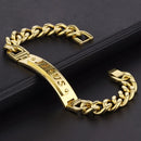 Bracelete de Corrente Jesus, Ouro Cubano Aço Inoxidável.