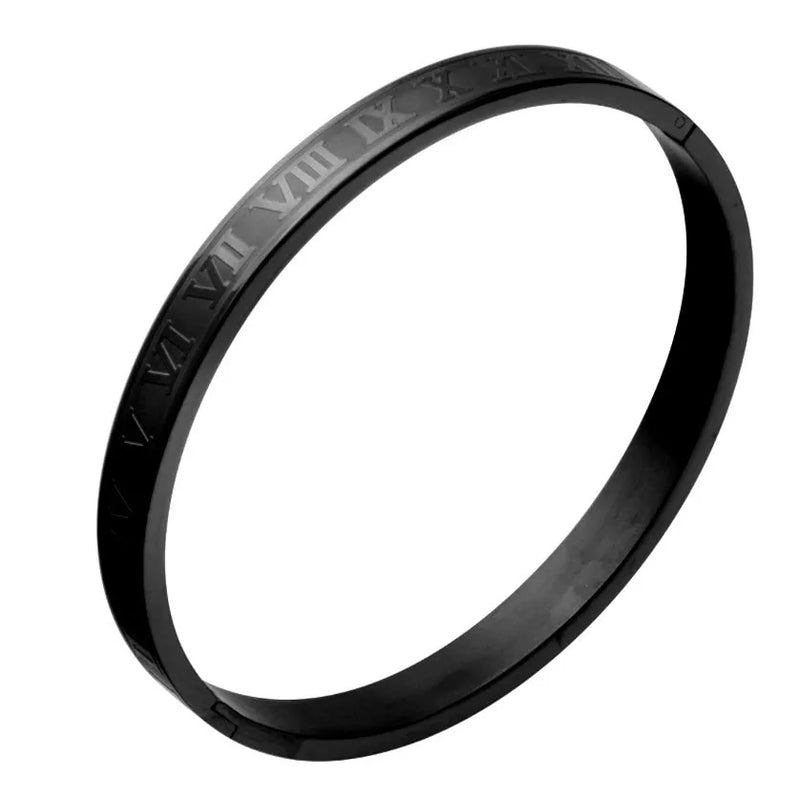 Pulseira de Luxo Numeral Romano, Ouro Cubano de aço inoxidável.