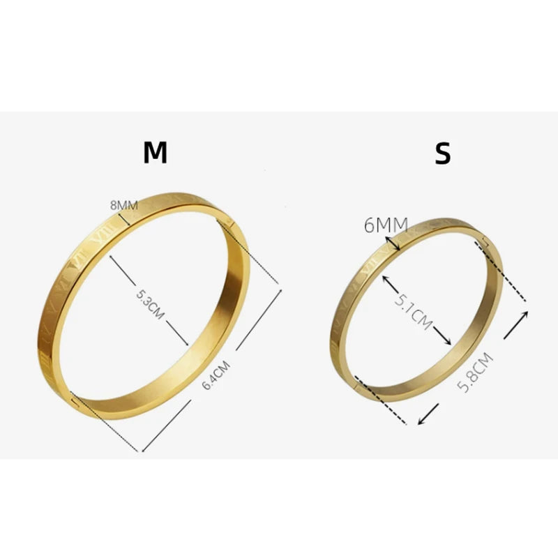 Pulseira de Luxo Numeral Romano, Ouro Cubano de aço inoxidável.