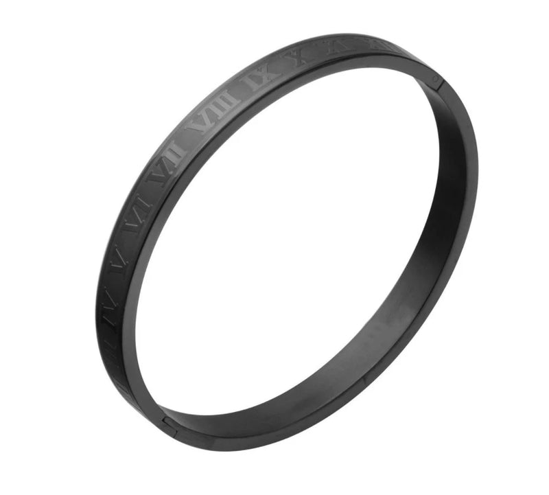 Pulseira de Luxo Numeral Romano, Ouro Cubano de aço inoxidável.