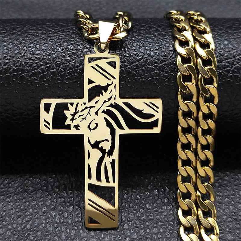 Colar Pingente Jesus Cristo/Santa Maria Ouro Cubano.