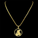 Colar Pingente São Jorge Ouro Cubano Aço inoxidável.