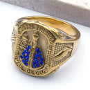 Anel Nossa Senhora de Aparecida Ouro Cubano Aço Inoxidável Virgem Maria.