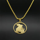 Colar Pingente São Jorge Ouro Cubano Aço inoxidável.