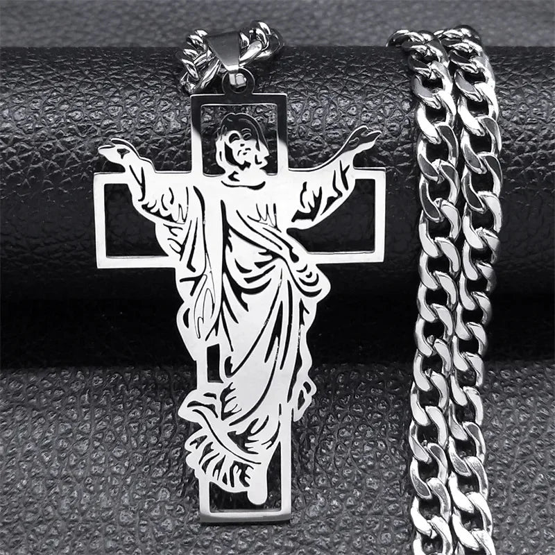 Colar Pingente Jesus Cristo/Santa Maria Ouro Cubano.