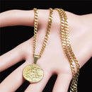 Colar Pinjente Anjo Miguel Ouro Cubano Aço Inoxidável.