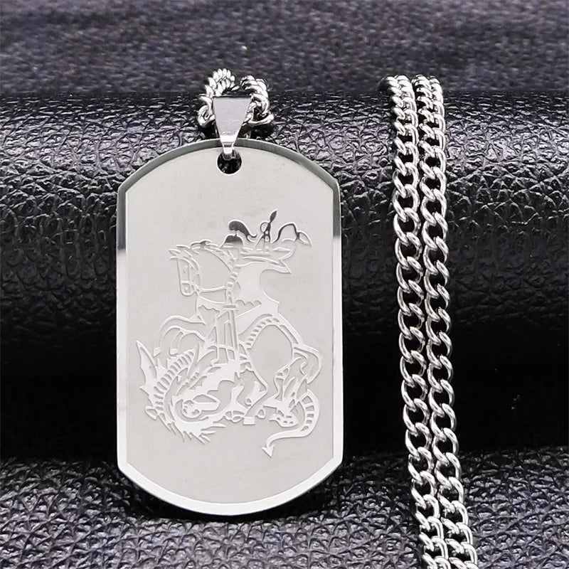 Colar São Jorge Medalha Ouro Cubano Aço inoxidável.