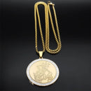 Colar Pingente São Jorge com Pedras Ouro Cubano Aço Inoxidável.