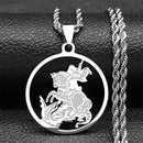 Colar Pingente São Jorge Ouro Cubano Aço inoxidável.