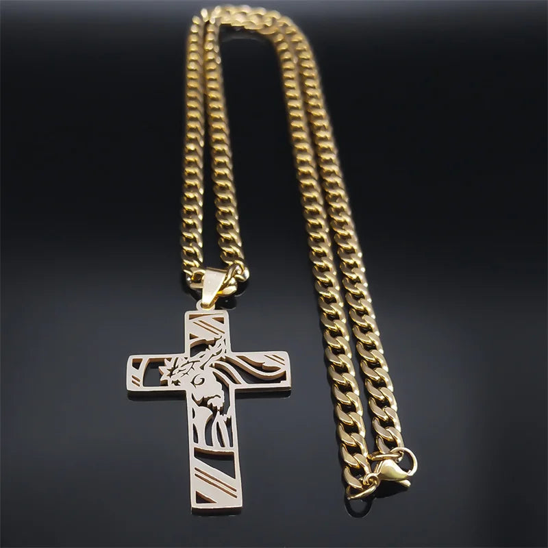 Colar Pingente Jesus Cristo/Santa Maria Ouro Cubano.