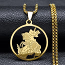 Colar São Jorge Ouro Cubano Aço Inoxidável.