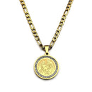 Colar Pingente da Santa Maria, Aço inoxidável,Ouro Cubano.