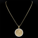 Colar Pingente São Jorge com Pedras Ouro Cubano Aço Inoxidável.