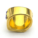 Anel Jesus Cristo de cristal azul, coroa de espinhos, jesus,aço inoxidável, cor dourada.