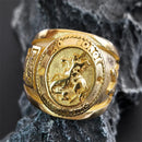 Anel São Jorge , Ouro Cubano, Aço Inoxidável.