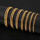 Pulseira Casual Ouro Cubano, Aço Inoxidável.