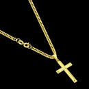 Corrente Grumet Dupla Lacraia Masculina + Pingente Cruz Detalhada Banhados a Ouro 18k 60/70CM