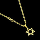 Corrente Masculina Piastrini e Pingente Estrela de Davi Banhados a Ouro 18k