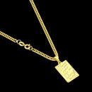 Cordão Masculino Grumet Dupla Lacraia + Pingente Placa Cruz Banhados a Ouro 18k Corrente Dourada