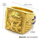 Anel Jesus Cristo de cristal azul, coroa de espinhos, jesus,aço inoxidável, cor dourada.