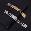 Pulseira Com Pai nosso em Latim de Ouro cubano,aço inoxidavel.