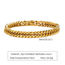 Pulseiras Elegante de Corrente Dupla, Ouro Cubano aço inoxidável.